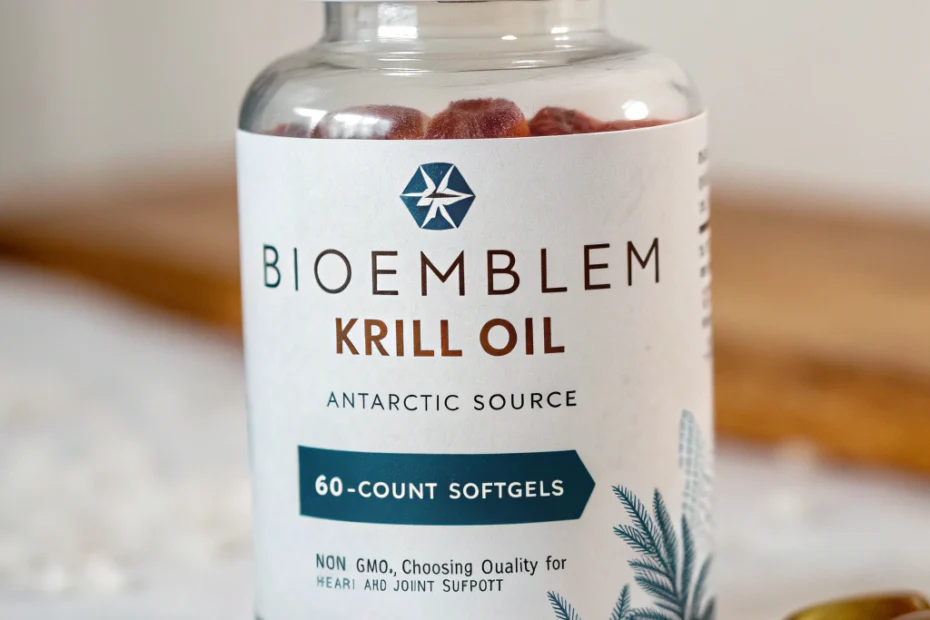 BioEmblem krill oil: Antarctic source, 60-count softgels, non-GMO: Choosing Quality for Heart and Joint Support